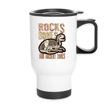 Fossil Hunter Rocks Bones And Fossil Collecting - Thermobecher mit Tragegriff - Weiß - Vorne