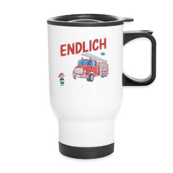 Finally 5 Now I'm driving the fire brigade - Thermal mug with handle - white - Front