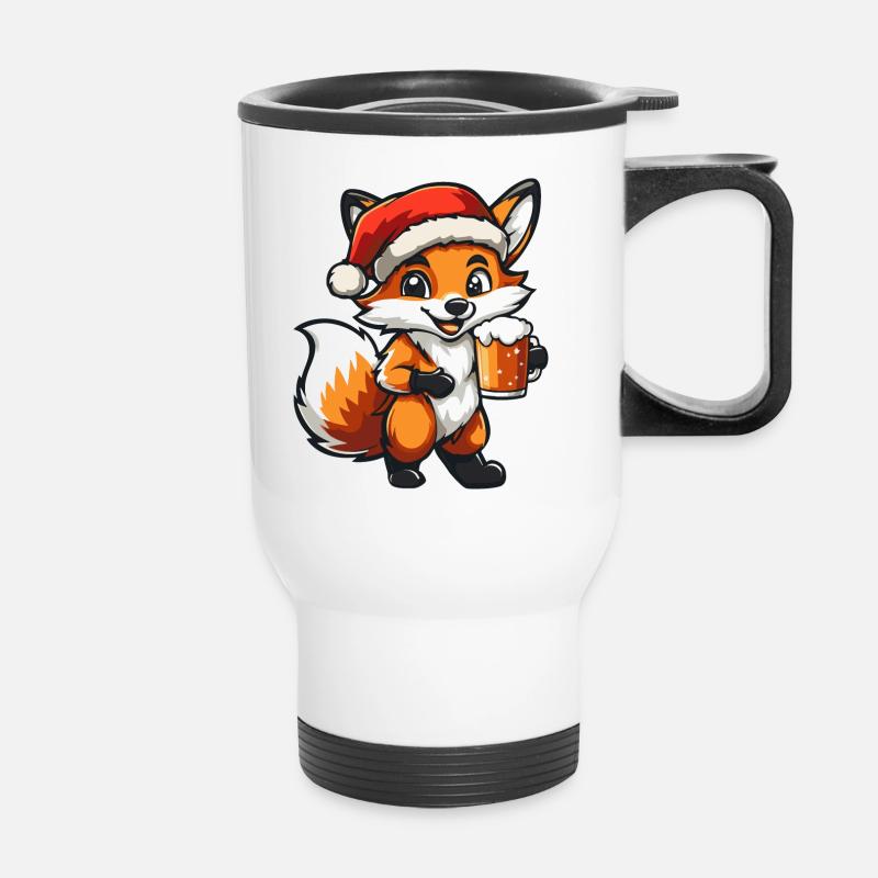 Fuchs Weihnachten Bier - Thermobecher mit Tragegriff - Weiß