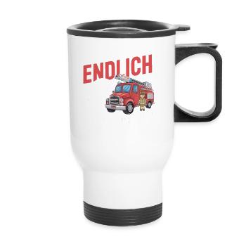 Endlich 6 Jetzt Fahre Ich Feuerwehr - Thermobecher mit Tragegriff - Weiß - Vorne
