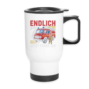 Enfin 7 Maintenant, je conduis les pompiers - Tasse isotherme avec poignée - blanc - Devant