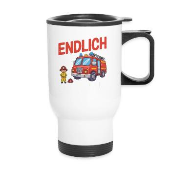 Enfin 7 Maintenant, je conduis les pompiers - Tasse isotherme avec poignée - blanc - Devant