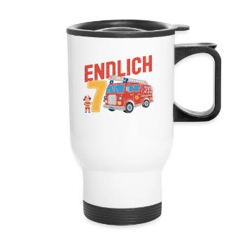 Enfin 7 Maintenant, je conduis les pompiers - Tasse isotherme avec poignée - blanc - Devant