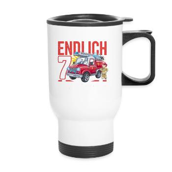 Enfin 7 Maintenant, je conduis les pompiers - Tasse isotherme avec poignée - blanc - Devant