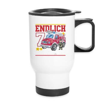 Enfin 7 Maintenant, je conduis les pompiers - Tasse isotherme avec poignée - blanc - Devant