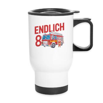 Finally 8 Now I'm driving the fire brigade - Thermal mug with handle - white - Front