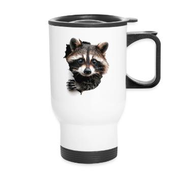 Waschbär - Thermobecher mit Tragegriff - Weiß - Vorne