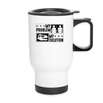 Paleontologist My Problem My Pictogram Dad Mom - Thermobecher mit Tragegriff - Weiß - Vorne