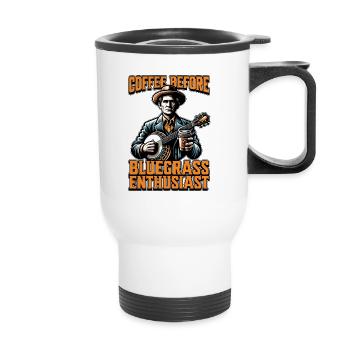 Bluegrass Music Coffee Banjo Player Coffee Lover - Thermal mug with handle - white - Front