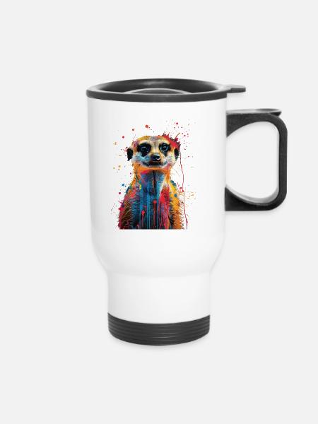 Erdmännchen - Thermobecher mit Tragegriff - Weiß