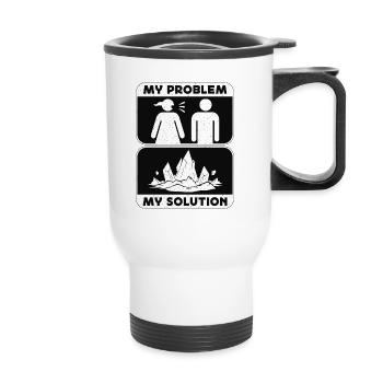 Rockhounding My Problem My Pictogram Dad Geologist - Thermobecher mit Tragegriff - Weiß - Vorne