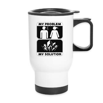 Rockhounding My Problem My Pictogram Mom Geology - Thermobecher mit Tragegriff - Weiß - Vorne