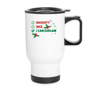 Christmas design naughty I can explain it - Thermal mug with handle - white - Front