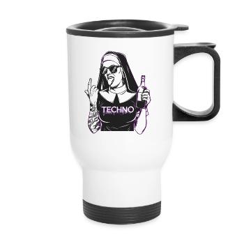 Rebellious Nun Techno Party Hardstyle - Thermal mug with handle - white - Front