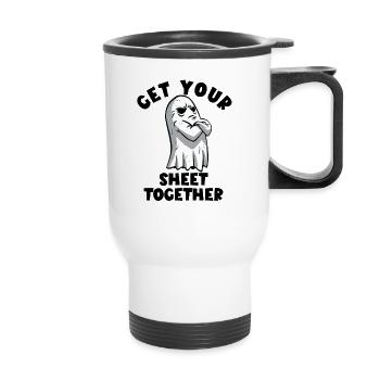 Halloween Ghost. Get your hand together - Thermal mug with handle - white - Front