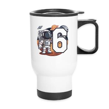 6e anniversaire astronaute aventure spatiale pour les garçons - Tasse isotherme avec poignée - blanc - Devant