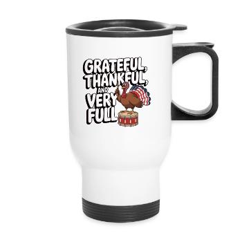Lustiger Thanksgiving Truthahn - Thermobecher mit Tragegriff - Weiß - Vorne