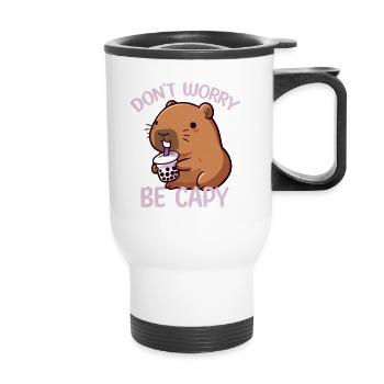Don't Worry Be Capy Bubble Tea Capybara Lover - Thermal mug with handle - white - Front