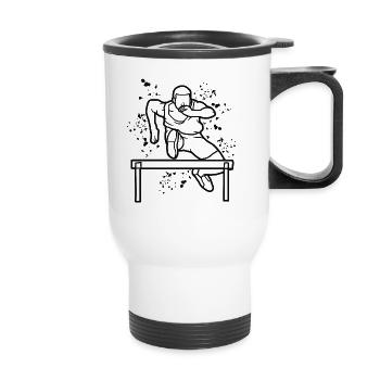 Course de haies Course d’obstacles Courses de haies pour enfants - Tasse isotherme avec poignée - blanc - Devant