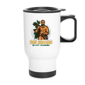 Arborist Tree Hugging Is My Cardio Tree Surgeon - Thermobecher mit Tragegriff - Weiß - Vorne