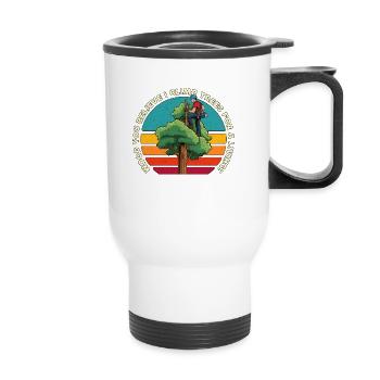 Arborist Wood You Believe I Climb Trees Woodcutter - Thermobecher mit Tragegriff - Weiß - Vorne