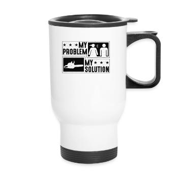 Enregistrement Mon problème Mon pictogramme Papa Maman Menuisier - Tasse isotherme avec poignée - blanc - Devant