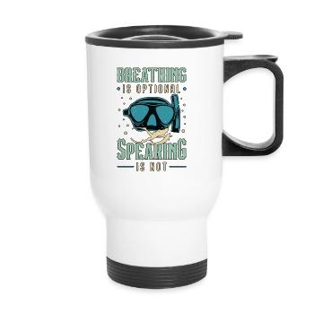 Spearfishing Breathing Is Optional Scuba Diver - Thermobecher mit Tragegriff - Weiß - Vorne