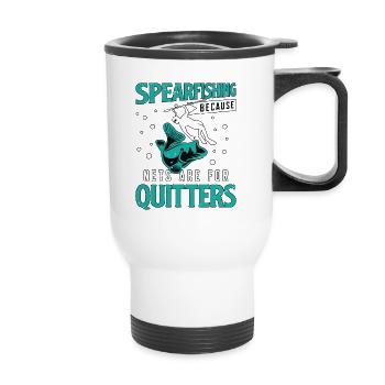 Spearfishing Because Nets Are Fisherman Freedive - Thermobecher mit Tragegriff - Weiß - Vorne