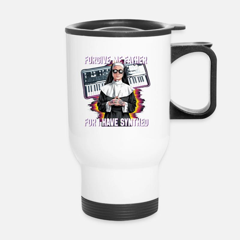 Forgive Me Father For I Have Synthed Funny Synth - Thermobecher mit Tragegriff - Weiß