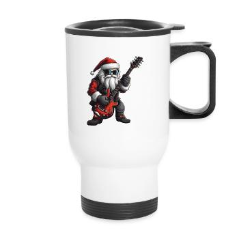 Weihnachtsmann Gitarre Santa - Thermobecher mit Tragegriff - Weiß - Vorne