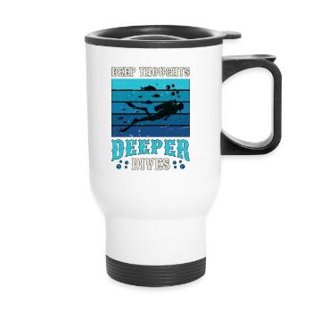 Plongée sous-marine Pensées profondes Plongées plus profondes Snorkeler - Tasse isotherme avec poignée - blanc - Devant