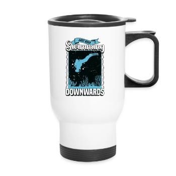 Plongée sous-marine Continuez simplement à nager nageur vers le bas - Tasse isotherme avec poignée - blanc - Devant