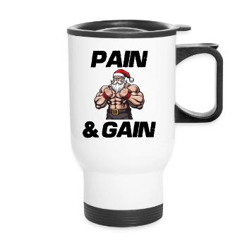 Weihnachtsmann Pain and Gain - Thermobecher mit Tragegriff - Weiß - Vorne