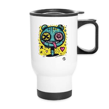 Super cool graffiti monster creature with hearts - Thermal mug with handle - white - Front