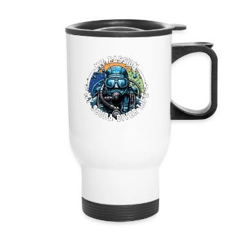 Plongée sous-marine Ma passion Mon plongeur Plongée en apnée - Tasse isotherme avec poignée - blanc - Devant