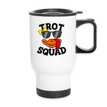 Trot Squad Lustige Thanksgiving-Trottruppe für Fra - Thermobecher mit Tragegriff - Weiß - Vorne