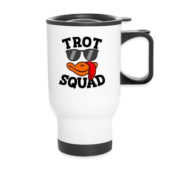 Trab-Trupp Truthahn-Trott-Thanksgiving-Trab-Trupp - Thermobecher mit Tragegriff - Weiß - Vorne