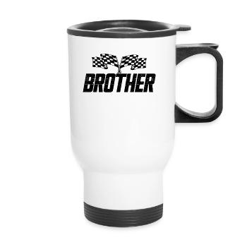 Passender Familien-Racing-Geburtstag, Pit-Crew-Bru - Thermobecher mit Tragegriff - Weiß - Vorne
