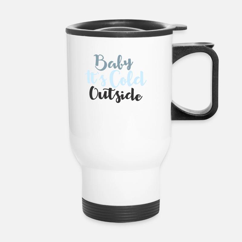 Baby It's Cold Outside Snowflake Winter Motif - Thermal mug with handle - white