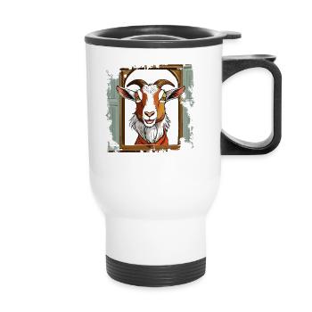GOAT LOOKING OUT OF THE BARN - Thermal mug with handle - white - Front