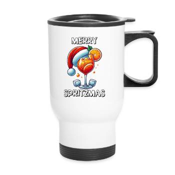 Merry Spritzmas Funny Holiday Cocktail Christmas - Thermal mug with handle - white - Front