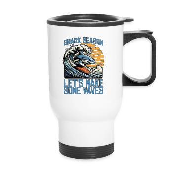 Shark Hunting Shark Season Let's Fossil Hunting - Thermal mug with handle - white - Front