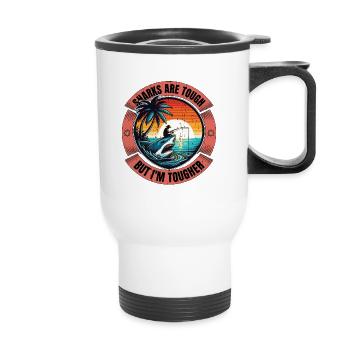 Chasse aux requins Les requins sont coriaces, mais la paléontologie - Tasse isotherme avec poignée - blanc - Devant