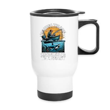 Chasse au requin Braver les amours profondes Paléontologie - Tasse isotherme avec poignée - blanc - Devant