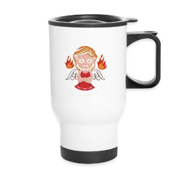 Mir Egal! Ich Bin Ein Engel Lustiges Sarkasmus - Thermobecher mit Tragegriff - Weiß - Vorne