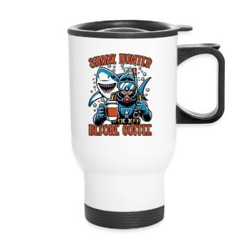 Shark Hunter Before Fossil Hunting Coffee Lover - Thermal mug with handle - white - Front