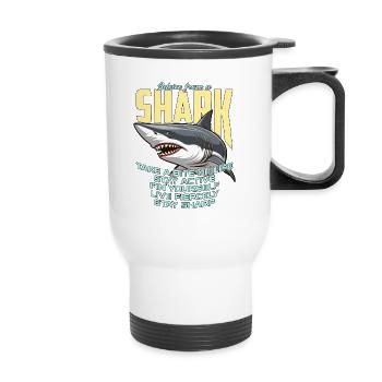 Shark Hunting Advice From A Shark Fossil Hunting - Thermobecher mit Tragegriff - Weiß - Vorne