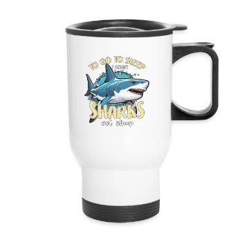 Shark Hunting To Go To Sleep I Fossil Hunting - Thermobecher mit Tragegriff - Weiß - Vorne