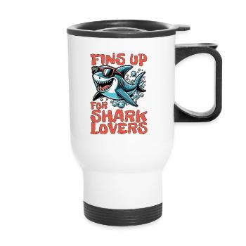Shark Enthusiast Fins Up For Shark Marine Life - Thermal mug with handle - white - Front