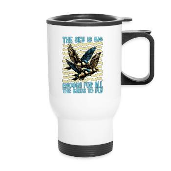 Bird Enthusiast The Sky Is Big Enough Ornithology - Thermobecher mit Tragegriff - Weiß - Vorne